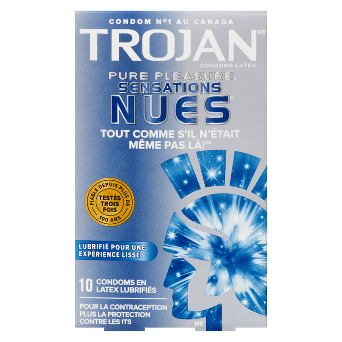 Trojan Naked Sensations Pure Pleasure 10 Préservatifs en latex lubrifiés