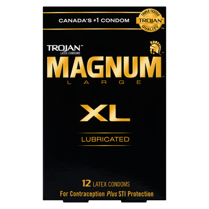 Lot de 12 préservatifs en latex lubrifiés Trojan Magnum Large XL