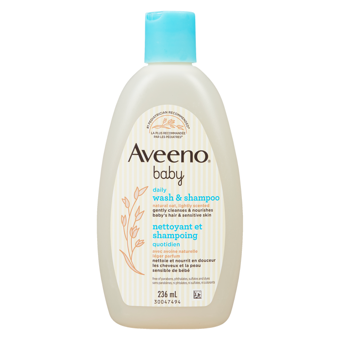 Aveeno Baby Daily Wash &amp; Shampoo Avoine naturelle, légèrement parfumée 236 ml