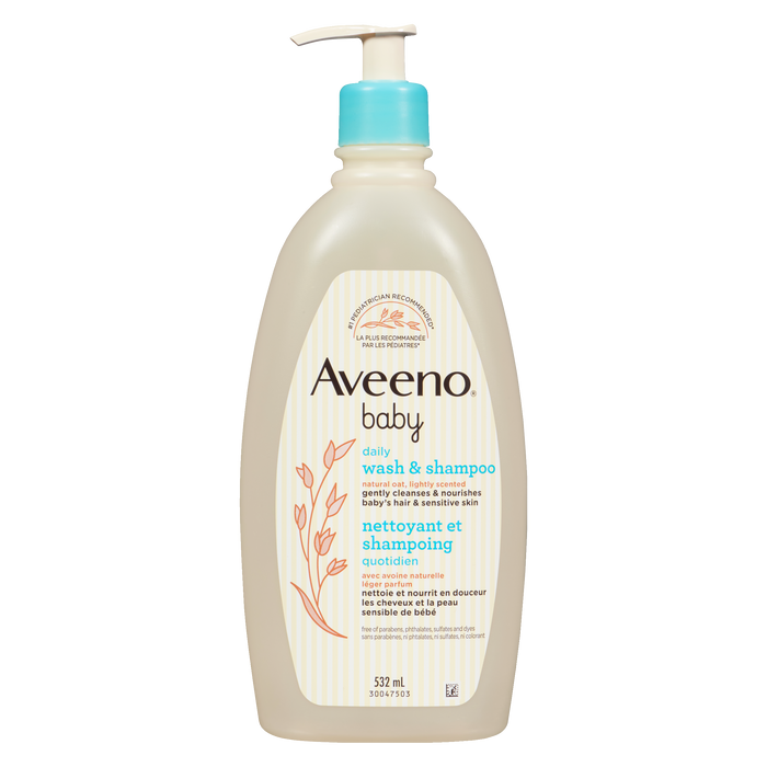 Aveeno Baby Daily Wash &amp; Shampoo Avoine naturelle, légèrement parfumée 532 ml