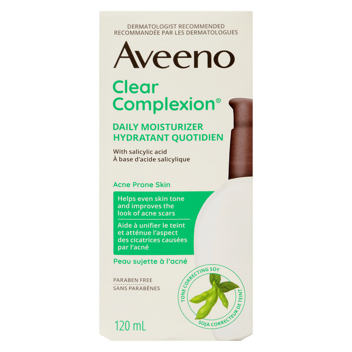 Aveeno Clear Complexion Crème hydratante quotidienne correctrice de teint au soja 120 ml