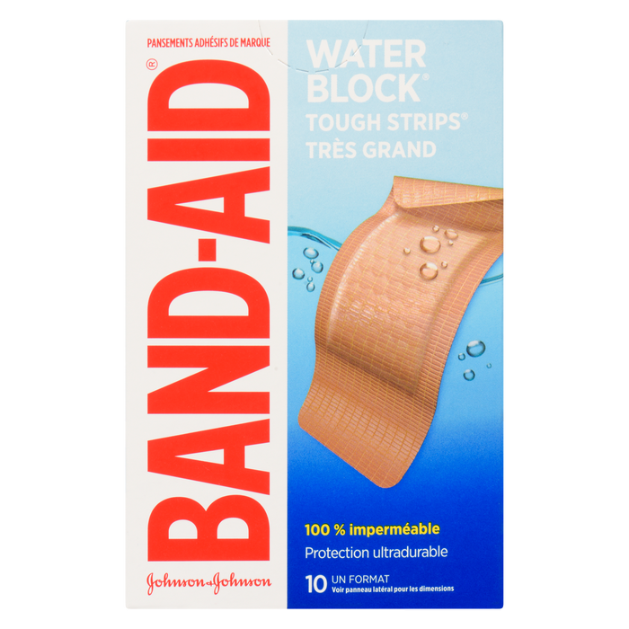 Band-Aid Water Block Tough Strips Brand Adhesive Bandages Extra Large 10 All One Size