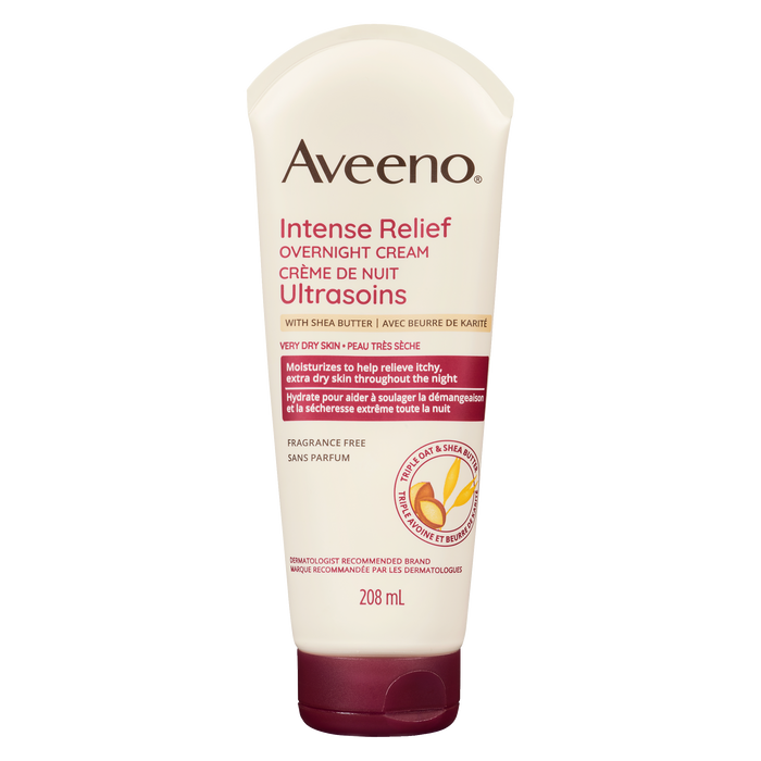 Crème de nuit Aveeno Intense Relief au beurre de karité 208 ml