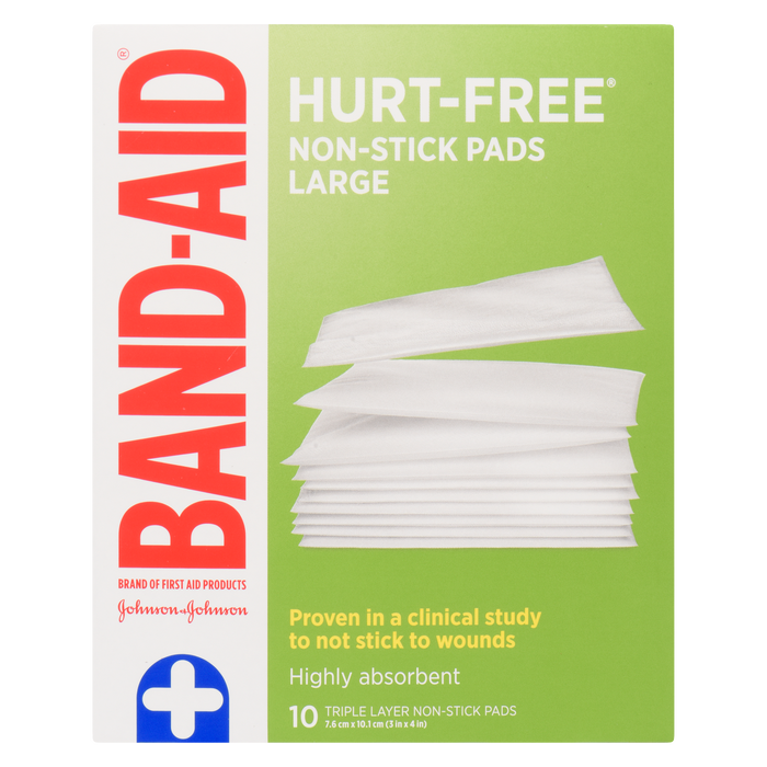 Lot de 10 grands tampons antiadhésifs triple couche Band-Aid Hurt-Free