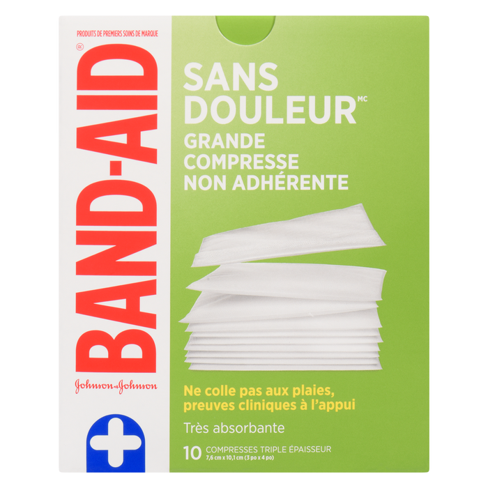 Lot de 10 grands tampons antiadhésifs triple couche Band-Aid Hurt-Free