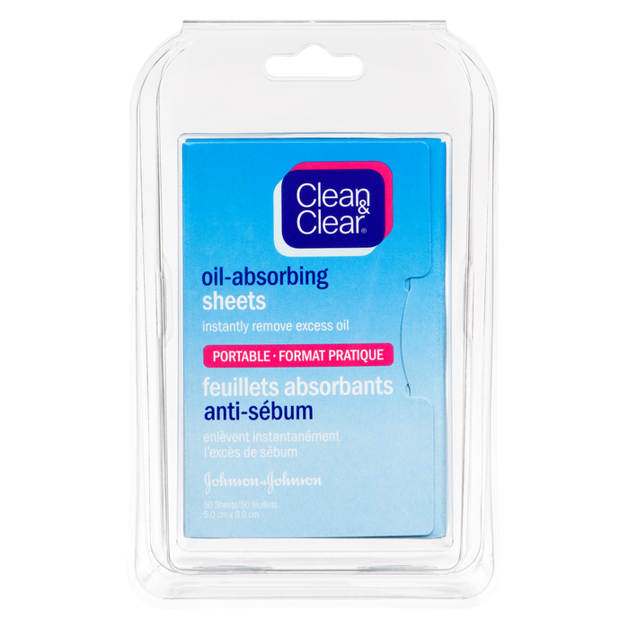 Feuilles absorbantes d'huile Clean &amp; Clear Portable 50 feuilles