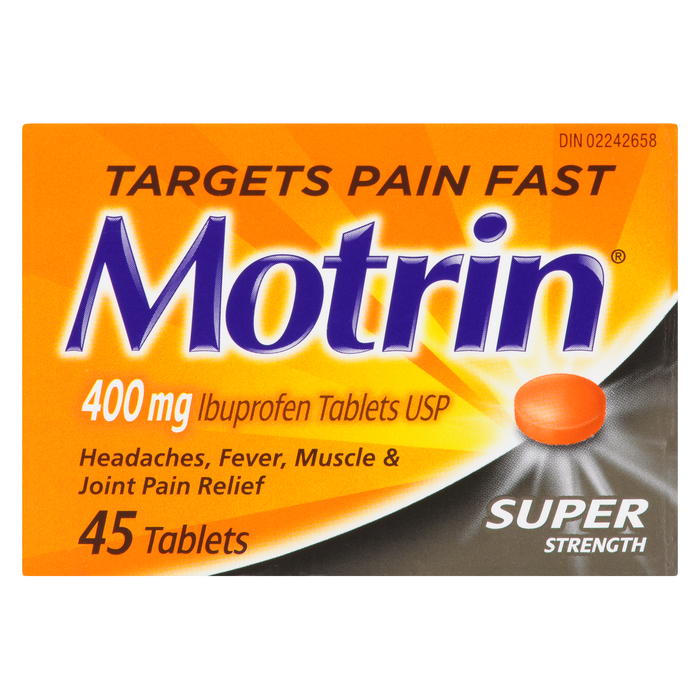 Motrin Ibuprofen Tablets USP 400 mg Super Strength 45 Tablets