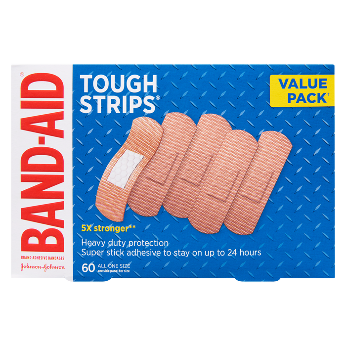 Pansements adhésifs Band-Aid Tough Strips, lot économique de 60, taille unique