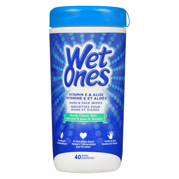 Wet Ones Hand & Face Wipes Vitamin E & Aloe 40 Wipes