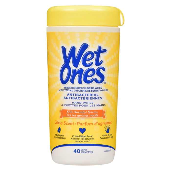 Lingettes pour les mains Wet Ones antibactériennes au parfum d'agrumes 40 lingettes