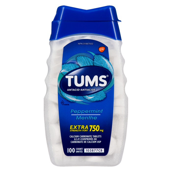 Tums Antacid Peppermint Extra Strength 750 mg 100 Count