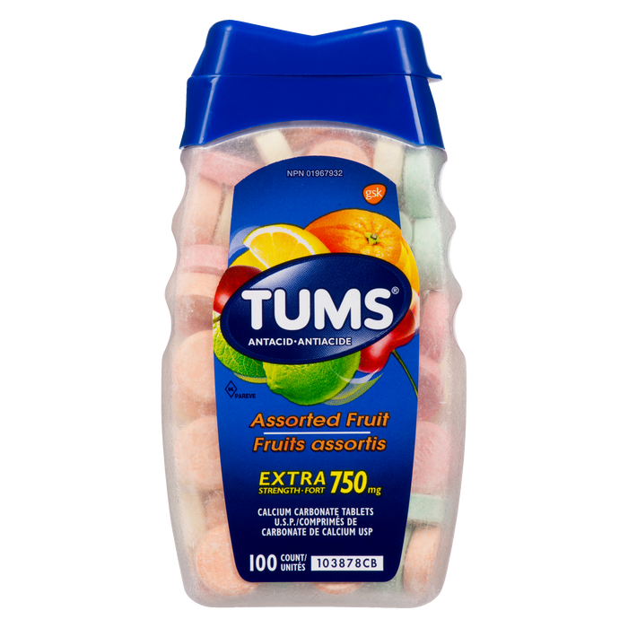 Tums Antacid Assorted Fruit Extra Strength 750 mg 100 Count