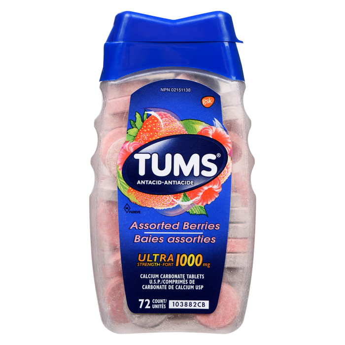 TUMS Antacid Assorted Berries Ultra Strength 1000 mg 72 Count