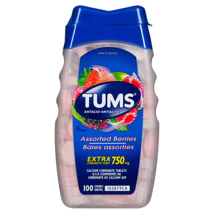 Tums Assorted Berries Extra Strength 750 mg Antacid 100 Count