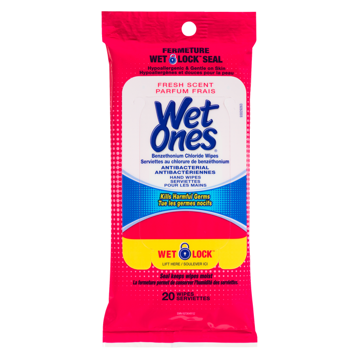 Wet Ones Hand Wipes Fresh Scent Antibacterial 20 Wipes