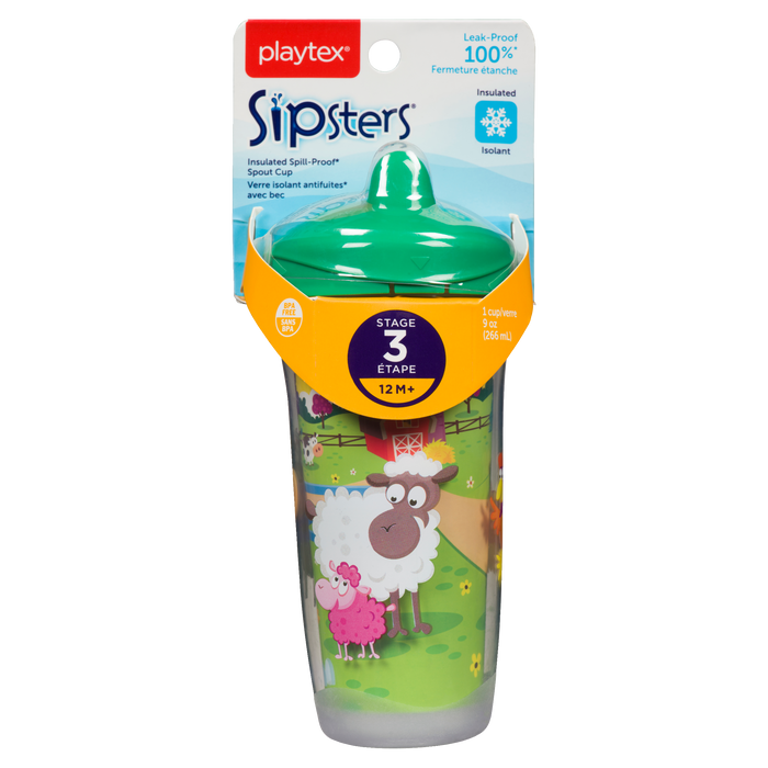 Playtex Sipsters Gobelet isotherme anti-fuites à bec verseur Étape 3 12 mois et plus (266 ml)