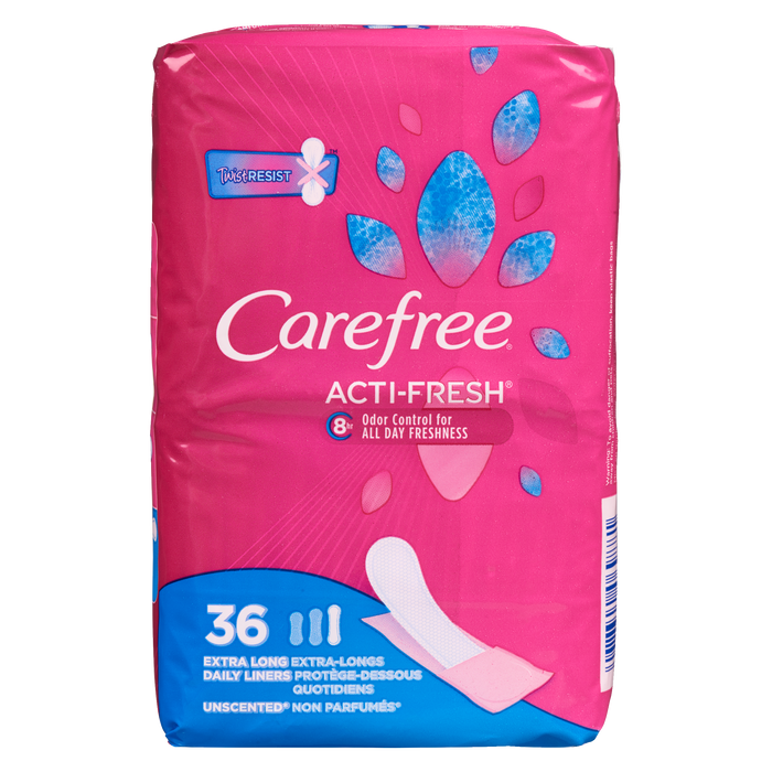 Carefree Acti-Fresh Lot de 36 protège-dessous quotidiens extra longs non parfumés