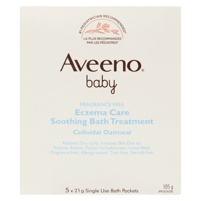 Aveeno Baby Eczema Care Soothing Bath Treatment Avoine colloïdale 5 sachets de bain à usage unique x 21 g (105 g)