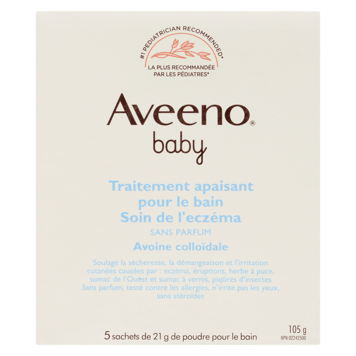 Aveeno Baby Eczema Care Soothing Bath Treatment Avoine colloïdale 5 sachets de bain à usage unique x 21 g (105 g)