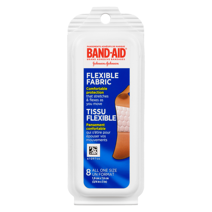 Pansements adhésifs de marque Band-Aid en tissu flexible 8 tailles uniques