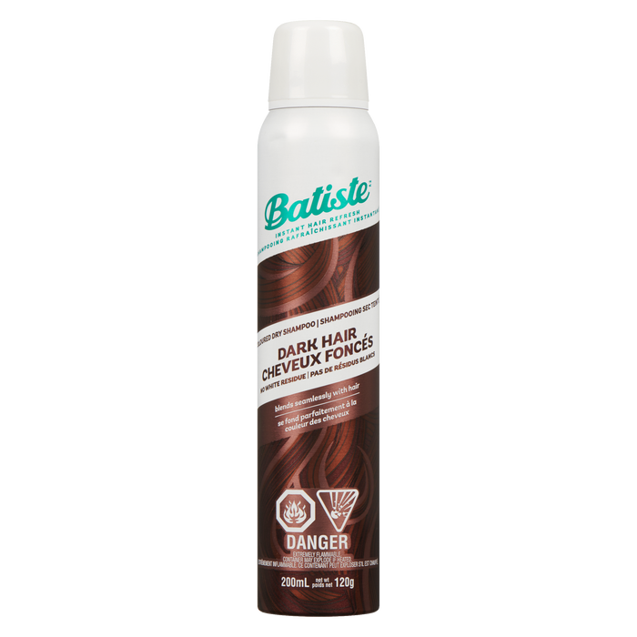 Batiste Shampoing Sec Coloré Cheveux Foncés Sans Résidus Blancs 200 ml