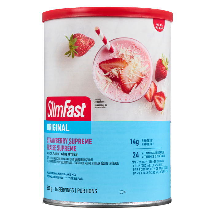 Mélange de substitut de repas SlimFast Original Fraise Suprême 530 g