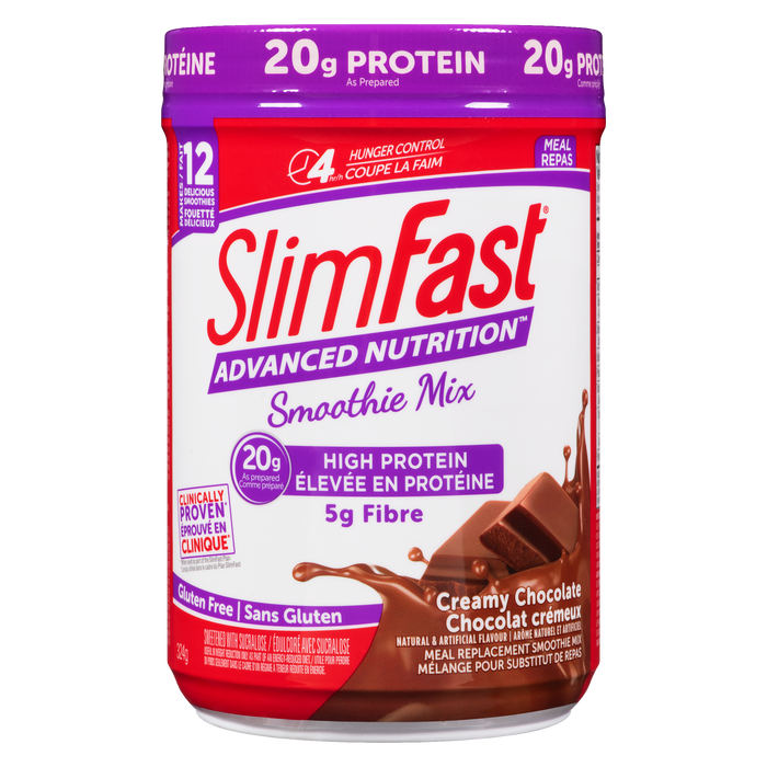 Mélange pour smoothie substitut de repas SlimFast Advanced Nutrition, chocolat crémeux, 324 g