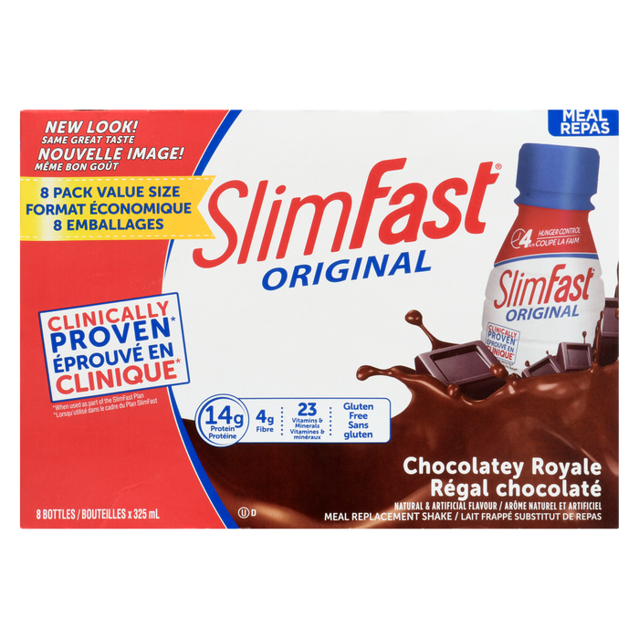 SlimFast Original Meal Replacement Shake Chocolatey Royale 8 Bottles x 325 ml