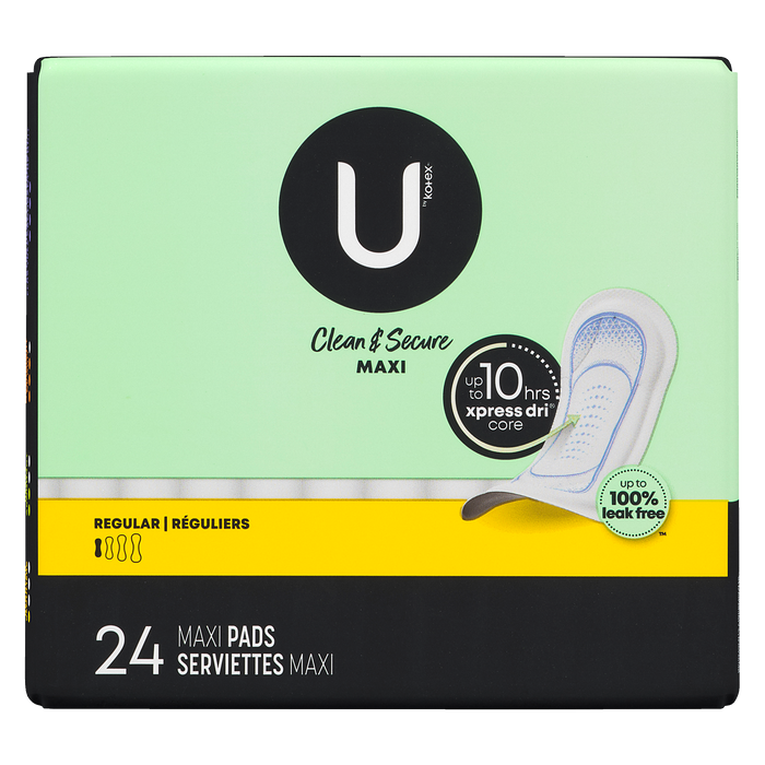 U by Kotex Clean & Secure Regular 24 Maxi Pads