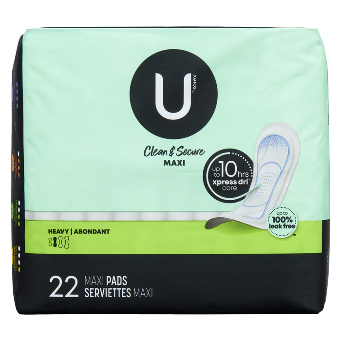 U by Kotex Clean & Secure Heavy 22 Maxi Pads