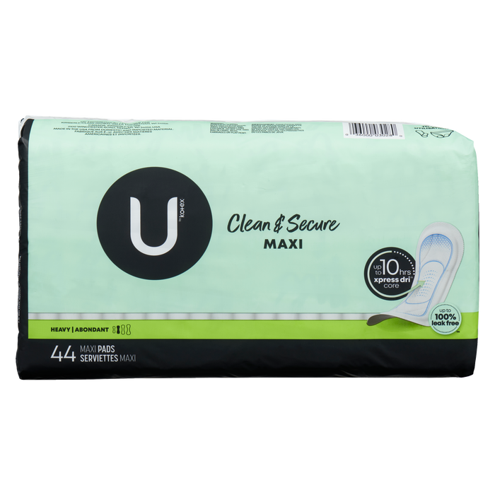 U by Kotex Clean & Secure Heavy 44 Maxi Pads