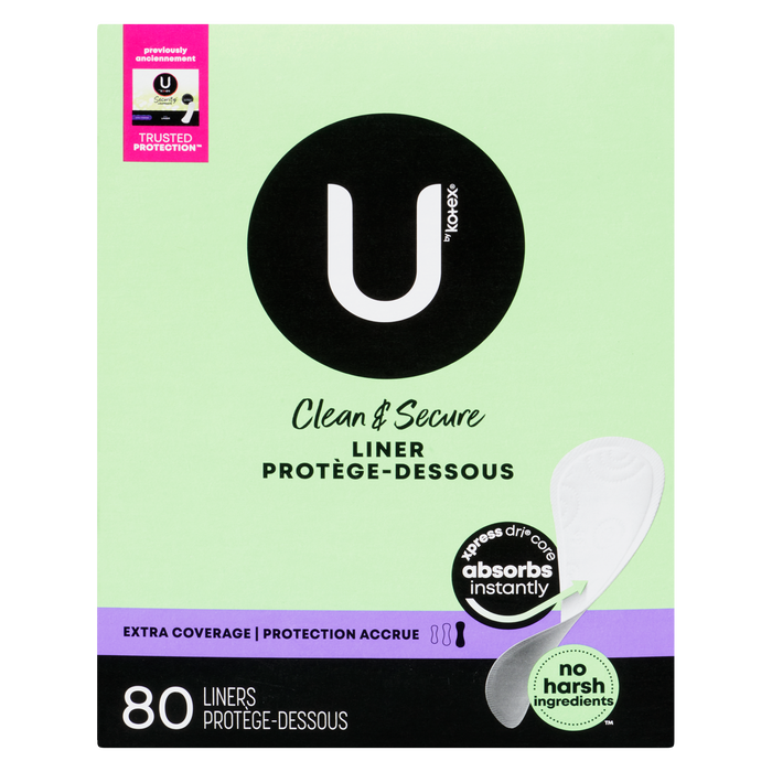 U by Kotex Clean & Secure Extra Coverage 80 Liners