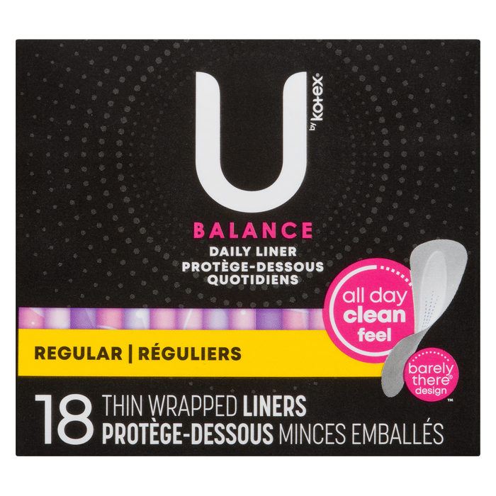 U by Kotex Balance Daily Liner Regular 18 protège-dessous minces enveloppés