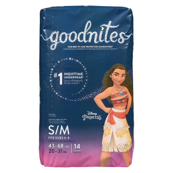 Sous-vêtements de nuit Goodnites pour filles S/M 20-31 kg 14 unités