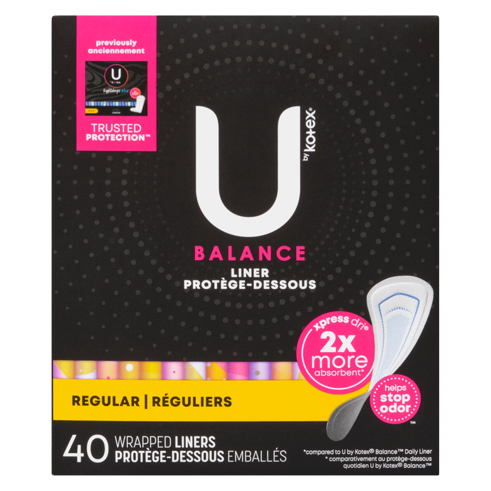 U by Kotex Balance Liner Regular 40 Wrapped Liners