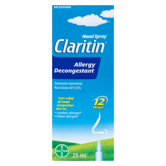 Claritin Spray nasal décongestionnant contre les allergies 12 heures 25 ml