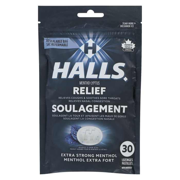 Halls Relief Mentho-Lyptus Menthol Extra Fort 30 Pastilles