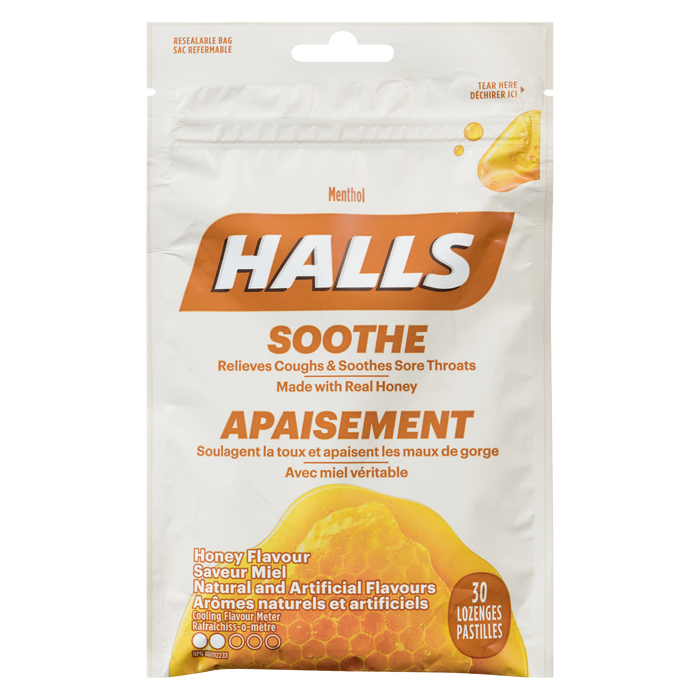 Halls Soothe Menthol Saveur Miel 30 Pastilles