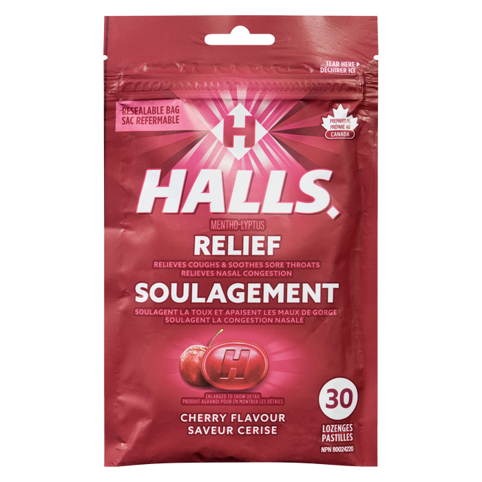 Halls Relief Mentho-Lyptus Cherry Flavour 30 Lozenges