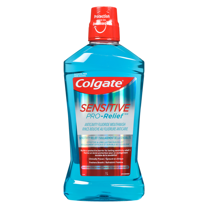 Colgate Sensitive Anticavity Fluoride Mouthwash Pro-Relief Soothing Fresh Mint 1 L