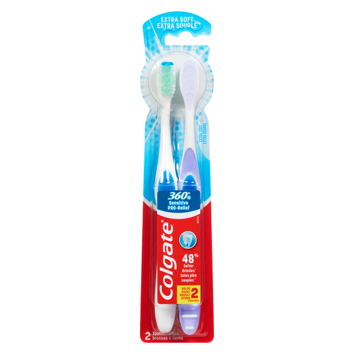 Colgate 360° Sensitive Pro-Relief Toothbrushes Extra Soft Value Pack 2 Toothbrushes