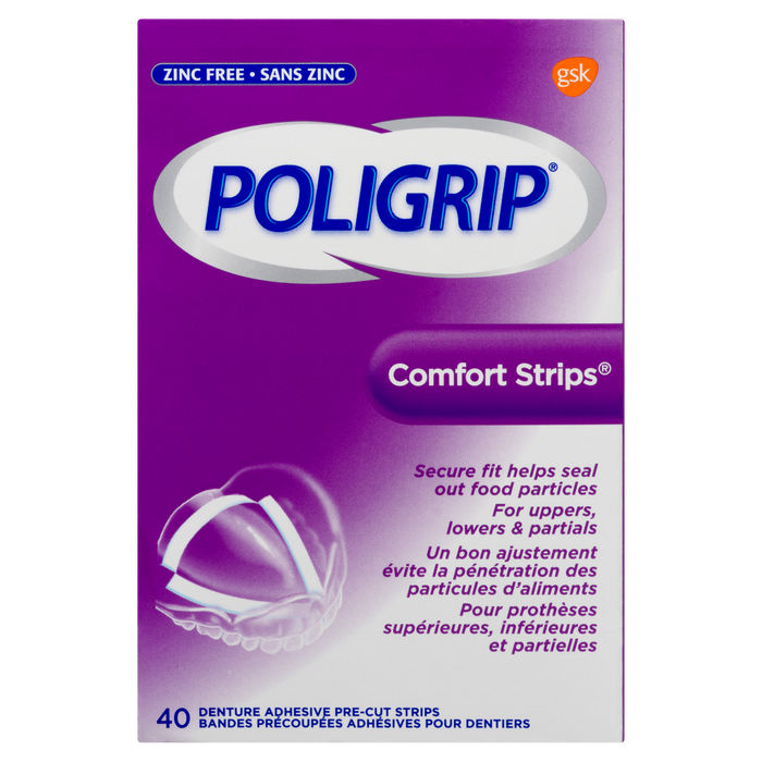 Poligrip Comfort Strips 40 Denture Adhesive Pre-Cut Strips