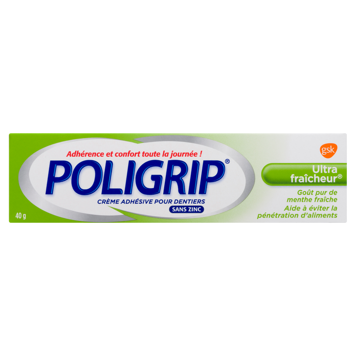 Crème adhésive pour prothèses dentaires Poligrip Ultra Fresh 40 g