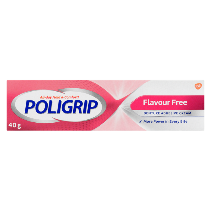 Poligrip Denture Adhesive Cream Flavour Free 40 g