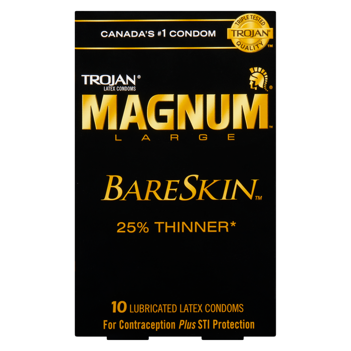 Trojan Magnum Large Bareskin 10 Lubricated Latex Condoms