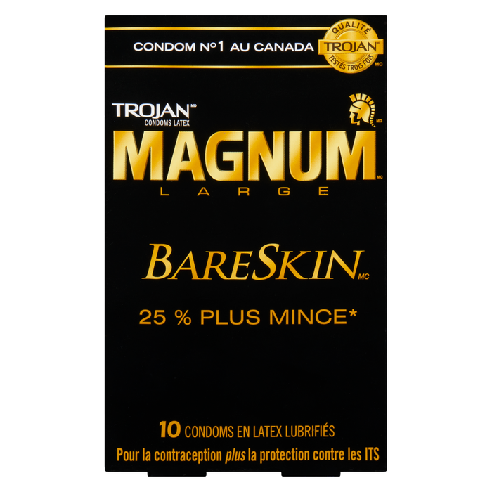 Trojan Magnum Large Bareskin 10 Lubricated Latex Condoms