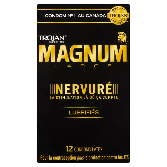 Préservatifs en latex Trojan Magnum Large Ribbed 12 préservatifs en latex