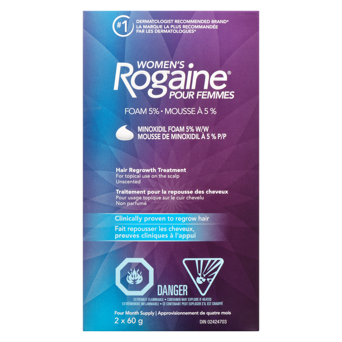 Women's Rogaine Hair Regrowth Treatment Minoxidil Foam 5% w/w 2 x 60 g