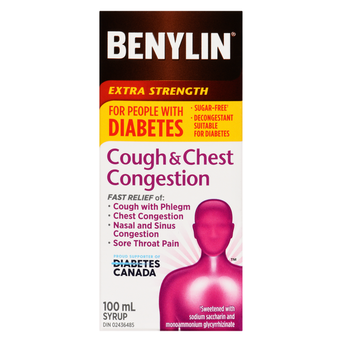 Benylin Cough & Chest Congestion Syrup Extra Strength for People with Diabetes 100 ml