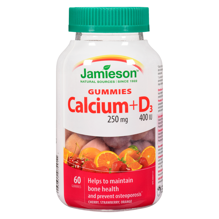 Jamieson Gummies Calcium + D₃ 250 mg 400 IU 60 Gummies